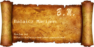 Balaicz Mariann névjegykártya